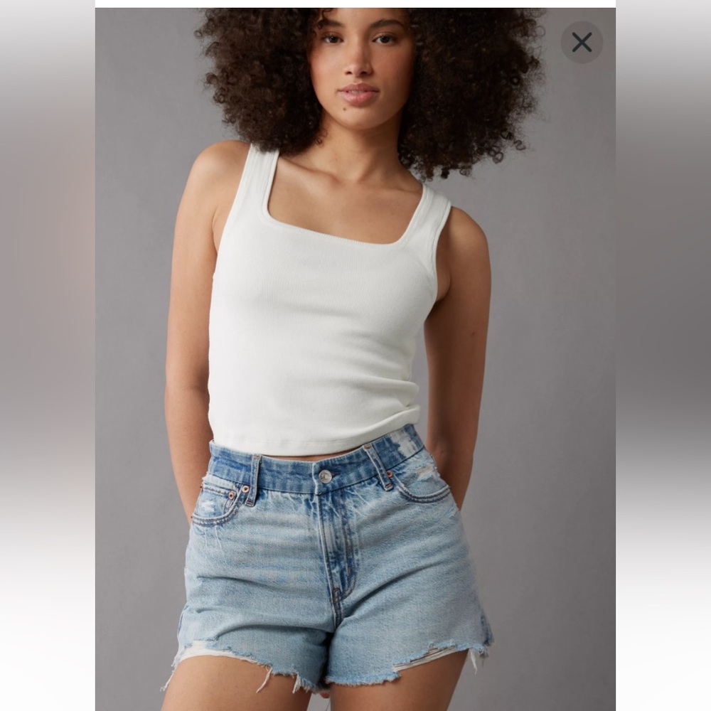 American Eagle Curvy Relaxed Shorts AEO Strigid Denim High-Waisted Size 6 V31